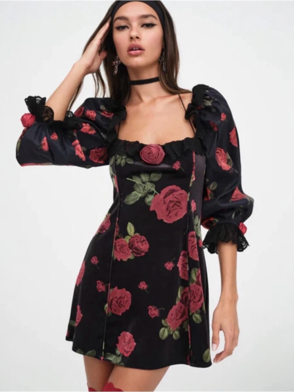 For Love & Lemons Yara Printed Velvet Mini Dress (XL | 1X)($249)